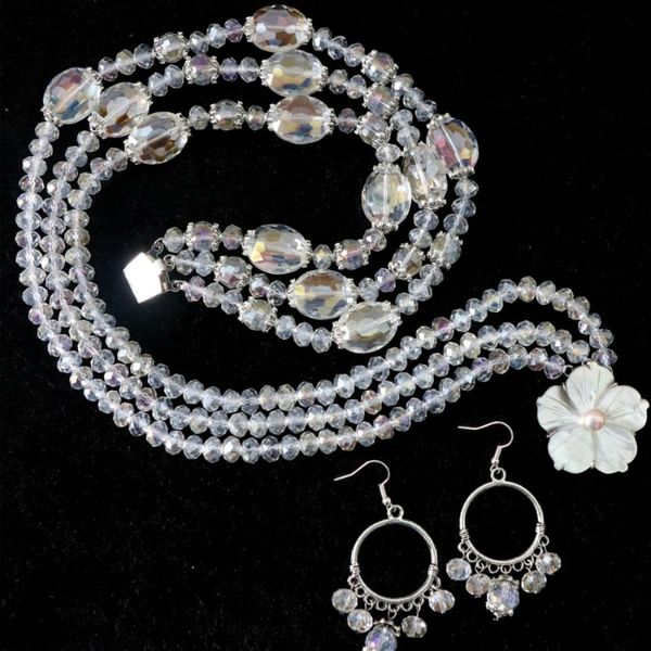 earrings & necklace white crystal glass abacus oval faceted beads 3rows necklacewholesale jewelry set 17.5-22inch b1009, Silver
earrings & necklace white crystal glass abacus oval faceted beads 3rows necklacewholesale jewelry set 17.5-22inch b1009, Silver