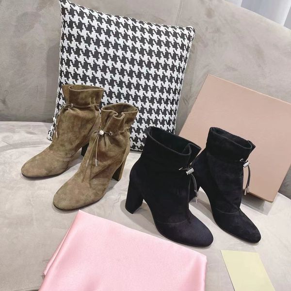 ankle boots women autumn winter natural kid suede super high heels boots round toe elastic band designer shoes botas femininas, Black
ankle boots women autumn winter natural kid suede super high heels boots round toe elastic band designer shoes botas femininas, Black
