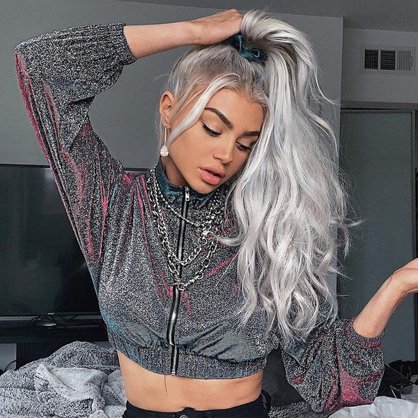 women's jackets luxury women coats shiny reflective material zipper sequin jacket nightclub style high waist crop coat 2021 autumn, Black;brown
women's jackets luxury women coats shiny reflective material zipper sequin jacket nightclub style high waist crop coat 2021 autumn, Black;brown