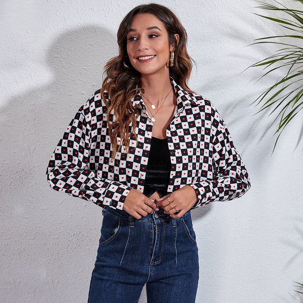 women's outerwear & coats jackets chessboard long sleeve short shirt cardigan thin coat, Black;brown
women's outerwear & coats jackets chessboard long sleeve short shirt cardigan thin coat, Black;brown
