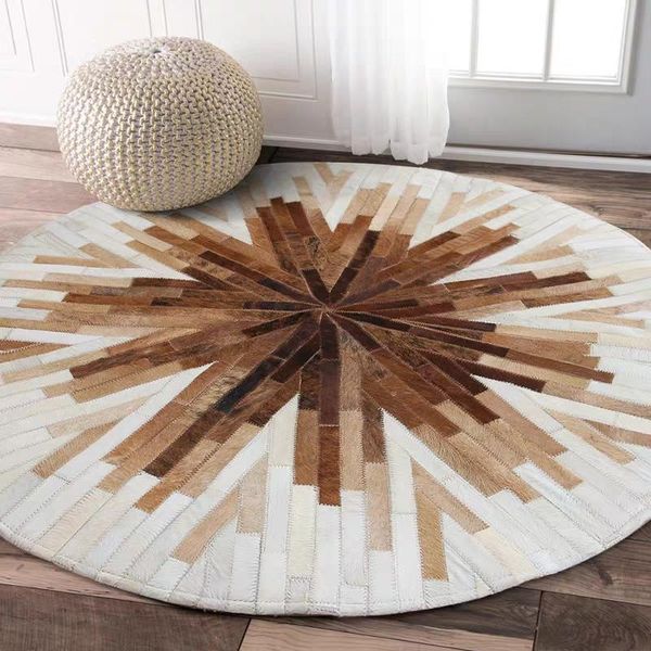 american style brown color cowhide patchwork rug , hand made round shaped real cow leather decoration villa carpet sales carpets
american style brown color cowhide patchwork rug , hand made round shaped real cow leather decoration villa carpet sales carpets