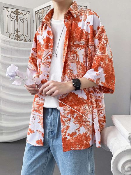 men's casual shirts shirtsummer men's beach couple's mid 7 4 loose short shirt korean fashion half sleeve go9h, White;black
men's casual shirts shirtsummer men's beach couple's mid 7 4 loose short shirt korean fashion half sleeve go9h, White;black