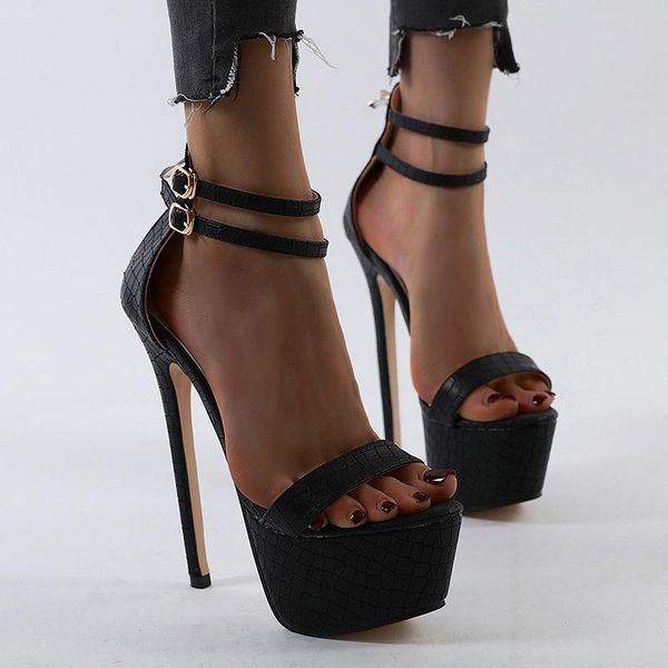 dress shoes sandal women summer thin heels platform high ankle buckle party wedding shallow zapatillas mujer erf56, Black
dress shoes sandal women summer thin heels platform high ankle buckle party wedding shallow zapatillas mujer erf56, Black