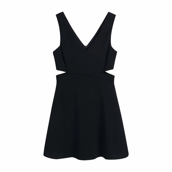 women fashion elegant simplicity black waist hollow out dress vintage female v-neck chic dresses vestidos 210531, Black;gray
women fashion elegant simplicity black waist hollow out dress vintage female v-neck chic dresses vestidos 210531, Black;gray