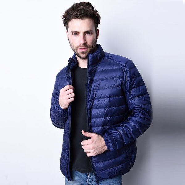 2020 autumn and winter men's vertical collar horizontal bar light fashion slim down jacket casual coat, Black
2020 autumn and winter men's vertical collar horizontal bar light fashion slim down jacket casual coat, Black
