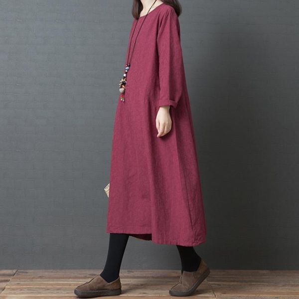 soft cotton linen cozy women dress long sleeve autumn solid color plus size vintage female sprng casual midi dresses, Black;gray
soft cotton linen cozy women dress long sleeve autumn solid color plus size vintage female sprng casual midi dresses, Black;gray