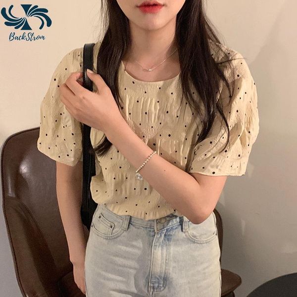 women's t-shirt backstrom women korean chic summer retro simple short-sleeved tee age-reduction point o-neck loose, White
women's t-shirt backstrom women korean chic summer retro simple short-sleeved tee age-reduction point o-neck loose, White