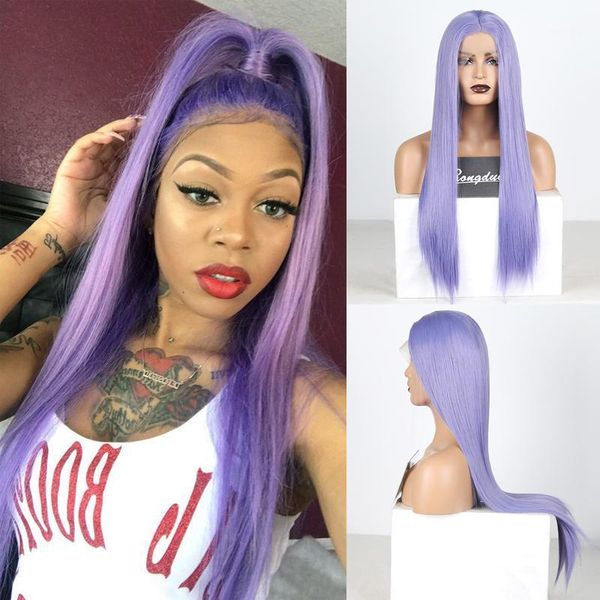 long silky straight synthetic lace front wig purple heat resistant hair wigs for women middle part cosplay wig1, Black
long silky straight synthetic lace front wig purple heat resistant hair wigs for women middle part cosplay wig1, Black