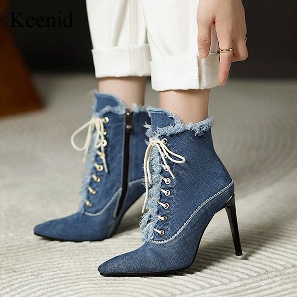 boots kcenid denim autumn winter women 2022 lace up ankle pointed toe high heels female shoes side zipper, Black
boots kcenid denim autumn winter women 2022 lace up ankle pointed toe high heels female shoes side zipper, Black