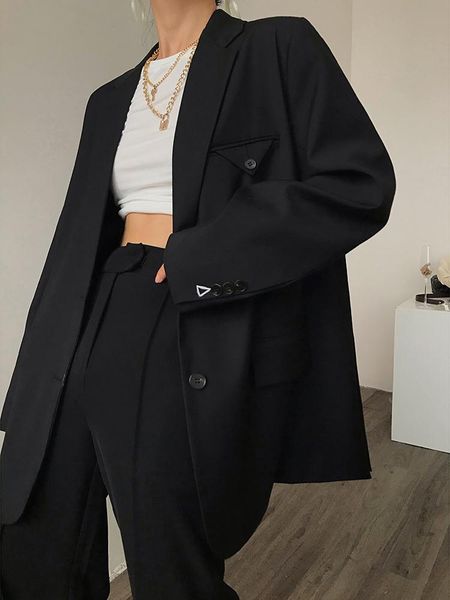 women's suits & blazers black blazer women coat loose long sleeve jacket v-neck harajuku ladies streetwear autumn casual 2021, White;black
women's suits & blazers black blazer women coat loose long sleeve jacket v-neck harajuku ladies streetwear autumn casual 2021, White;black