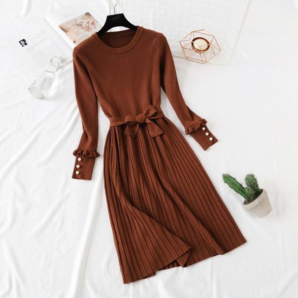 casual dresses 2021 autumn winter slim vintage knitted dress women long sleeve sweater with belt elegant a-line pleated, Black;gray
casual dresses 2021 autumn winter slim vintage knitted dress women long sleeve sweater with belt elegant a-line pleated, Black;gray