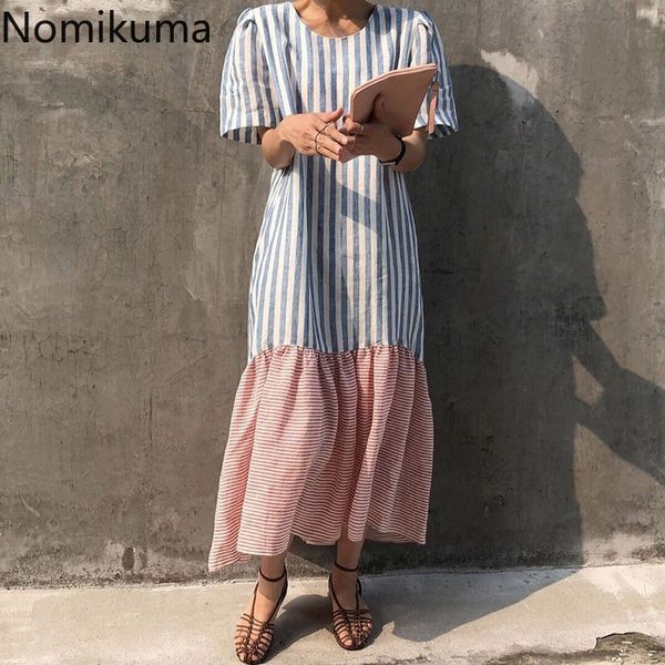 nomikuma blue red striped loose dress o neck short sleeve patchwork fashionable dresses female summer fashion vestidos 3a182 210514, Black;gray
nomikuma blue red striped loose dress o neck short sleeve patchwork fashionable dresses female summer fashion vestidos 3a182 210514, Black;gray