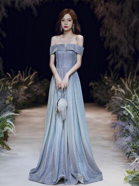 party dresses elegant off the shoulder shiny gradient evening long 2021 a-line floor-length backless prom gowns, White;black
party dresses elegant off the shoulder shiny gradient evening long 2021 a-line floor-length backless prom gowns, White;black