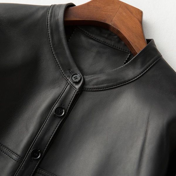 women's leather & faux ayuynsue 2021 genuine jacket women korean vintage sheepskin coat loose spring autumn slim coats ss6918 yy1952, Black
women's leather & faux ayuynsue 2021 genuine jacket women korean vintage sheepskin coat loose spring autumn slim coats ss6918 yy1952, Black