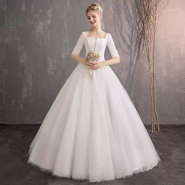 other wedding dresses white square collar dress simple ruched floor-length half sleeves fashion lace up plus size gowns for women g4881
other wedding dresses white square collar dress simple ruched floor-length half sleeves fashion lace up plus size gowns for women g4881