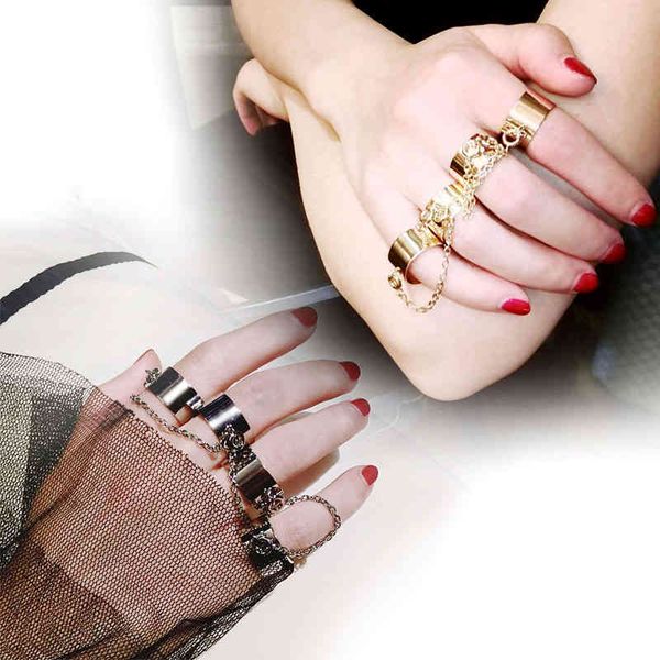 ring japanese and korean trendsetter fashion chain personality exaggerated domineering four finger conjoined open jewelry female, Silver
ring japanese and korean trendsetter fashion chain personality exaggerated domineering four finger conjoined open jewelry female, Silver