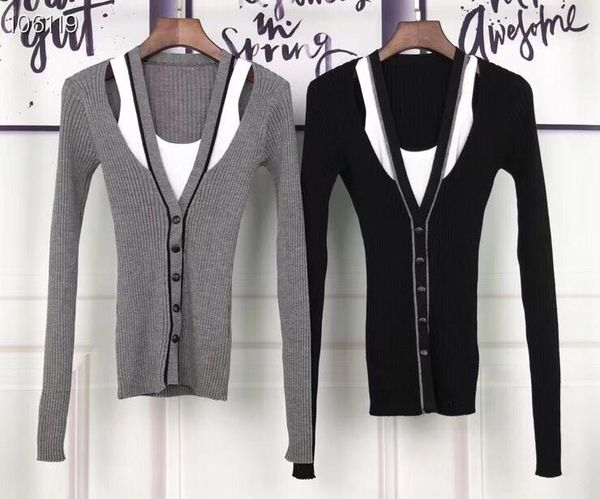 women's sweaters 2021 autumn winter style fake two pieces knitted sweater patchwork hollow out fashion button v neck wool cardigans, White;black
women's sweaters 2021 autumn winter style fake two pieces knitted sweater patchwork hollow out fashion button v neck wool cardigans, White;black