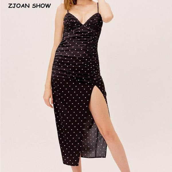 casual dresses french bandage backless satin women dress polka dot print black spaghetti strap ruched waist mid-calf slit party fashion, Black;gray
casual dresses french bandage backless satin women dress polka dot print black spaghetti strap ruched waist mid-calf slit party fashion, Black;gray