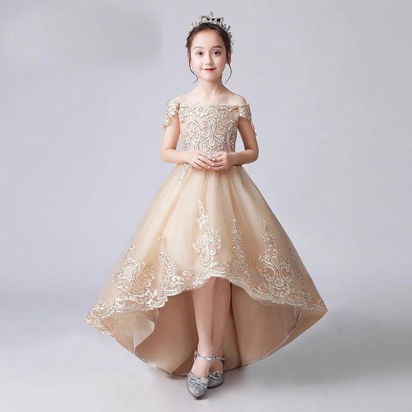 girl's dresses flower girl boat neck off the shoulder girls princess champagne appliques lace tulle evening dress, Red;yellow
girl's dresses flower girl boat neck off the shoulder girls princess champagne appliques lace tulle evening dress, Red;yellow