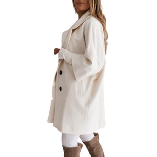 women's wool & blends coat winter women single breasted long ladies three-quarter sleeve turn-down collar overcoat jacket vintage, Black
women's wool & blends coat winter women single breasted long ladies three-quarter sleeve turn-down collar overcoat jacket vintage, Black