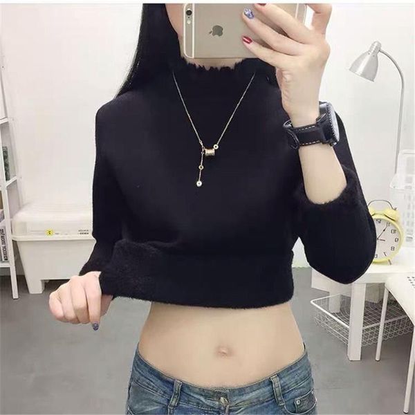 fleece sweater women's winter thickening 2021 autumn and half high neck knitted bottoming with warmth sweaters, White;black
fleece sweater women's winter thickening 2021 autumn and half high neck knitted bottoming with warmth sweaters, White;black