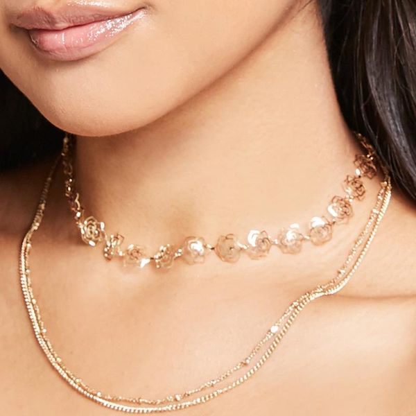chains simple alloy necklace multilayer metal chain hollow rose geometry lady for summer travel temperament accessories, Silver
chains simple alloy necklace multilayer metal chain hollow rose geometry lady for summer travel temperament accessories, Silver