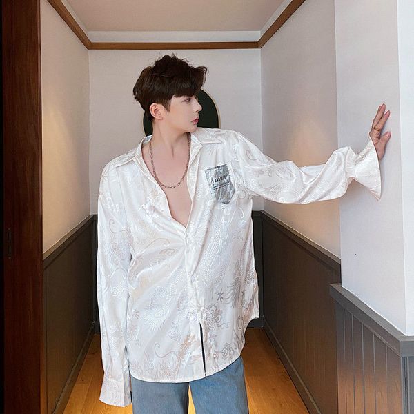 men's casual shirts spring and autumn youth korean version of loose satin texture solid color long-sleeved shirt fashion dcku, White;black
men's casual shirts spring and autumn youth korean version of loose satin texture solid color long-sleeved shirt fashion dcku, White;black