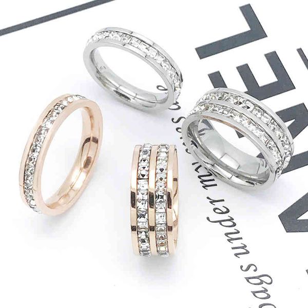 japanese and korean titanium steel full lovers single double row diamond ring, Silver
japanese and korean titanium steel full lovers single double row diamond ring, Silver