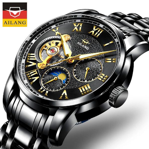 wristwatches tourbillon automatic mechanical watches black steel moon phase men watch sport business clock male relogio masculino, Slivery;brown
wristwatches tourbillon automatic mechanical watches black steel moon phase men watch sport business clock male relogio masculino, Slivery;brown