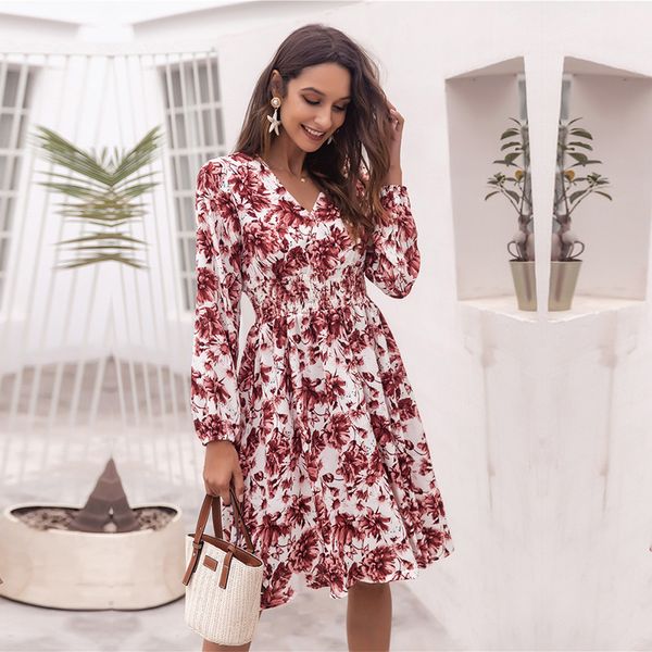 ladies new spring summer printed waist slim long sleeve v neck dresses women's fashion big floral causal long pleated dress 210413, Black;gray
ladies new spring summer printed waist slim long sleeve v neck dresses women's fashion big floral causal long pleated dress 210413, Black;gray