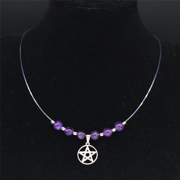 pendant necklaces purple crystal stainless steel necklace witchcraft pentagram fishing line silver color heart jewelry moda mujer n202357
pendant necklaces purple crystal stainless steel necklace witchcraft pentagram fishing line silver color heart jewelry moda mujer n202357