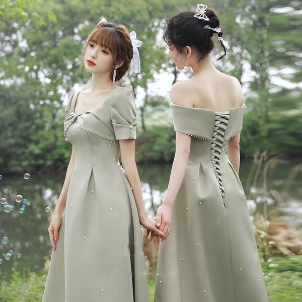 bridesmaid dress 2021 new sister group small woman can wear performance and host dress at ordinary times, White;black
bridesmaid dress 2021 new sister group small woman can wear performance and host dress at ordinary times, White;black