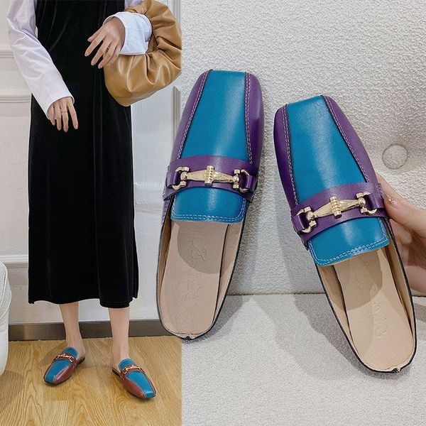 women outdoor women's low heel shoes flat muller slippers leather zapatillas mujer, Black
women outdoor women's low heel shoes flat muller slippers leather zapatillas mujer, Black