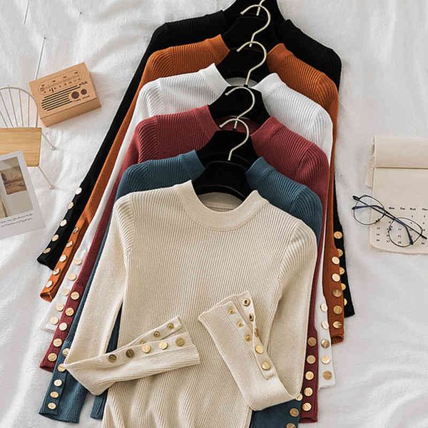 women's t-shirt style autumn winter button o neck sweater women pullover short tight long sleeve knit low waist sweater pullov, White
women's t-shirt style autumn winter button o neck sweater women pullover short tight long sleeve knit low waist sweater pullov, White