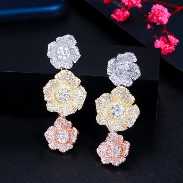 dangle & chandelier cwwzircons 3 tone gold color cubic zircon cluster flower drop long women party wedding earrings engagement jewelry cz886, Silver
dangle & chandelier cwwzircons 3 tone gold color cubic zircon cluster flower drop long women party wedding earrings engagement jewelry cz886, Silver