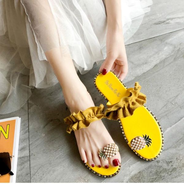 summer slides outer wear flat toe fashion con cise pineapple solid slippers women lace (1cm), Black
summer slides outer wear flat toe fashion con cise pineapple solid slippers women lace (1cm), Black