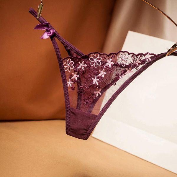 women's panties embroidered mesh yarn ladies thong transparent perspective young woman temptation underwear fashion t pants g-string, Black;pink
women's panties embroidered mesh yarn ladies thong transparent perspective young woman temptation underwear fashion t pants g-string, Black;pink
