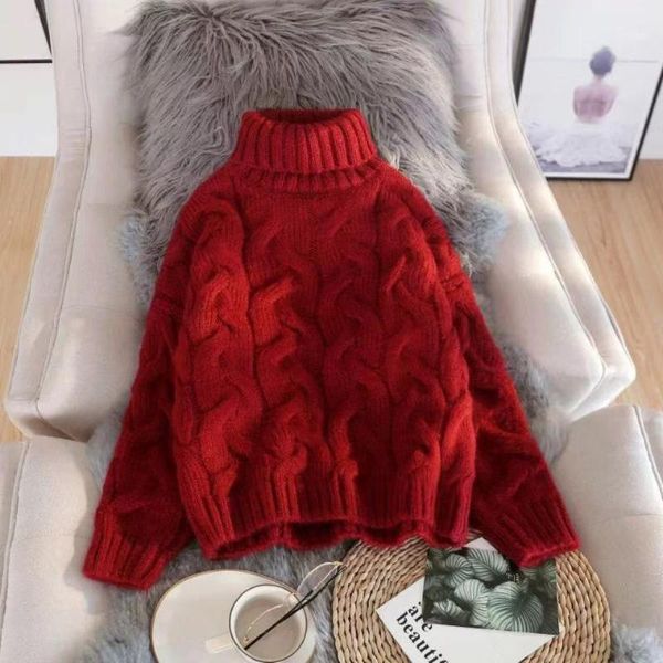 woman sweaters women's turtleneck sweater thick loose winter pullover femme chandails pull hiver, White;black
woman sweaters women's turtleneck sweater thick loose winter pullover femme chandails pull hiver, White;black