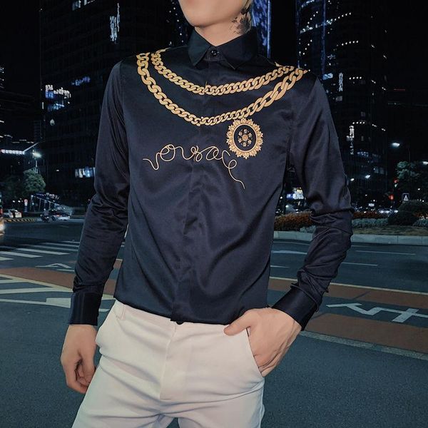 luxury gold print men shirt casual slim fit long sleeve male dress shirts club work vintage tuxedo camisa social masculina men's, White;black
luxury gold print men shirt casual slim fit long sleeve male dress shirts club work vintage tuxedo camisa social masculina men's, White;black