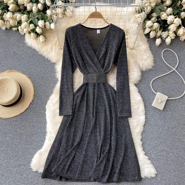 casual dresses yizzhoy spring autumn chic elegant streetwear midi dress women retro french fashion long sleeve v neck belt a-line, Black;gray
casual dresses yizzhoy spring autumn chic elegant streetwear midi dress women retro french fashion long sleeve v neck belt a-line, Black;gray