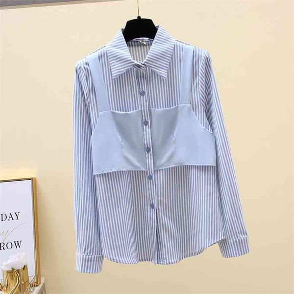 fall striped fake two-piece patchwork women's shirt niche long-sleeved blouse korean japan office lady gx1435 210507, White
fall striped fake two-piece patchwork women's shirt niche long-sleeved blouse korean japan office lady gx1435 210507, White