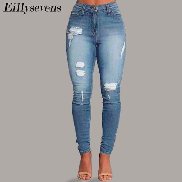 women mid waisted hole jeans washed denim skinny pencil pants pocket wild slim fit tight woman high elastic women's, Blue
women mid waisted hole jeans washed denim skinny pencil pants pocket wild slim fit tight woman high elastic women's, Blue