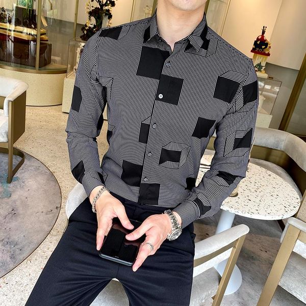 men's casual shirts shirt long sleeve korean slim light luxury trend handsome business formal high-end clothing, White;black
men's casual shirts shirt long sleeve korean slim light luxury trend handsome business formal high-end clothing, White;black