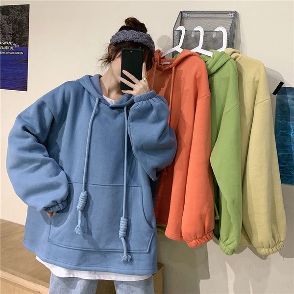 women's hoodies & sweatshirts qautumn and winter ins jacket solid color hooded sweater female student korean fashion loose plush thicke, Black
women's hoodies & sweatshirts qautumn and winter ins jacket solid color hooded sweater female student korean fashion loose plush thicke, Black