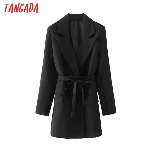 women black blazer coat with belt vintage long sleeve female outerwear chic da41 210416
women black blazer coat with belt vintage long sleeve female outerwear chic da41 210416