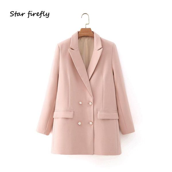 star firefly fashion blazer female 2021 summer casual slim faux pearl double-breasted rouge powder suit women women's suits & blazers, White;black
star firefly fashion blazer female 2021 summer casual slim faux pearl double-breasted rouge powder suit women women's suits & blazers, White;black