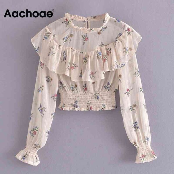 aachoae women chic ruffles cropped blouses floral print stylish see through shirt female long sleeve vintage blusas 210413, White
aachoae women chic ruffles cropped blouses floral print stylish see through shirt female long sleeve vintage blusas 210413, White