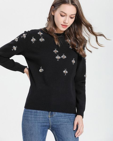 autumn winter black sweaters pullovers knitted women christmas runway bee diamond jumper ladies clothes women's, White;black
autumn winter black sweaters pullovers knitted women christmas runway bee diamond jumper ladies clothes women's, White;black