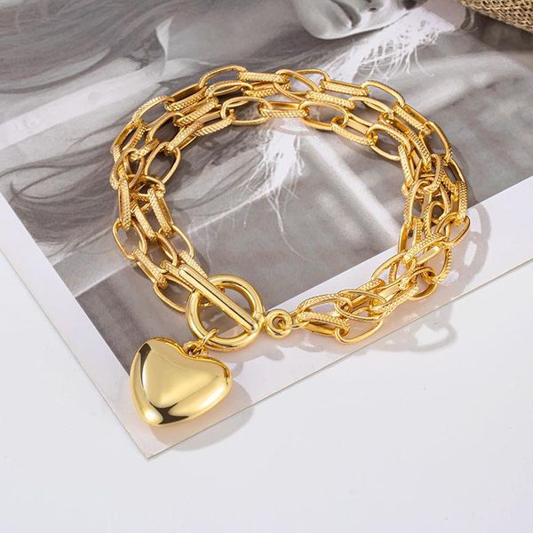 link, chain lovr fashion bracelets for women love heart gold color metal statement link chains female deep dinner jewelry, Black
link, chain lovr fashion bracelets for women love heart gold color metal statement link chains female deep dinner jewelry, Black