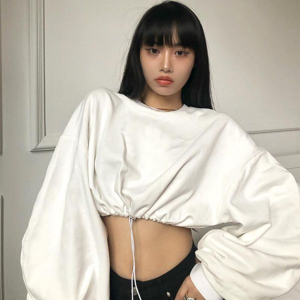 women's t-shirt 2021 autumn solid pullover sweater, long dolman sleeve round neck with adjustable inner waist drawsring, White
women's t-shirt 2021 autumn solid pullover sweater, long dolman sleeve round neck with adjustable inner waist drawsring, White